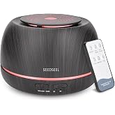 SEEDSEEL 300ML Essential Oil Diffuser,Ultrasonic Aromatherapy Diffuser, 7-Color Gradient Lights, Remote Control, 8 Hours Run Time, Suitable for Home,Office