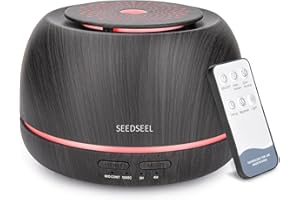SEEDSEEL 300ML Essential Oil Diffuser,Ultrasonic Aromatherapy Diffuser, 7-Color Gradient Lights, Remote Control, 8 Hours Run Time, Suitable for Home,Office