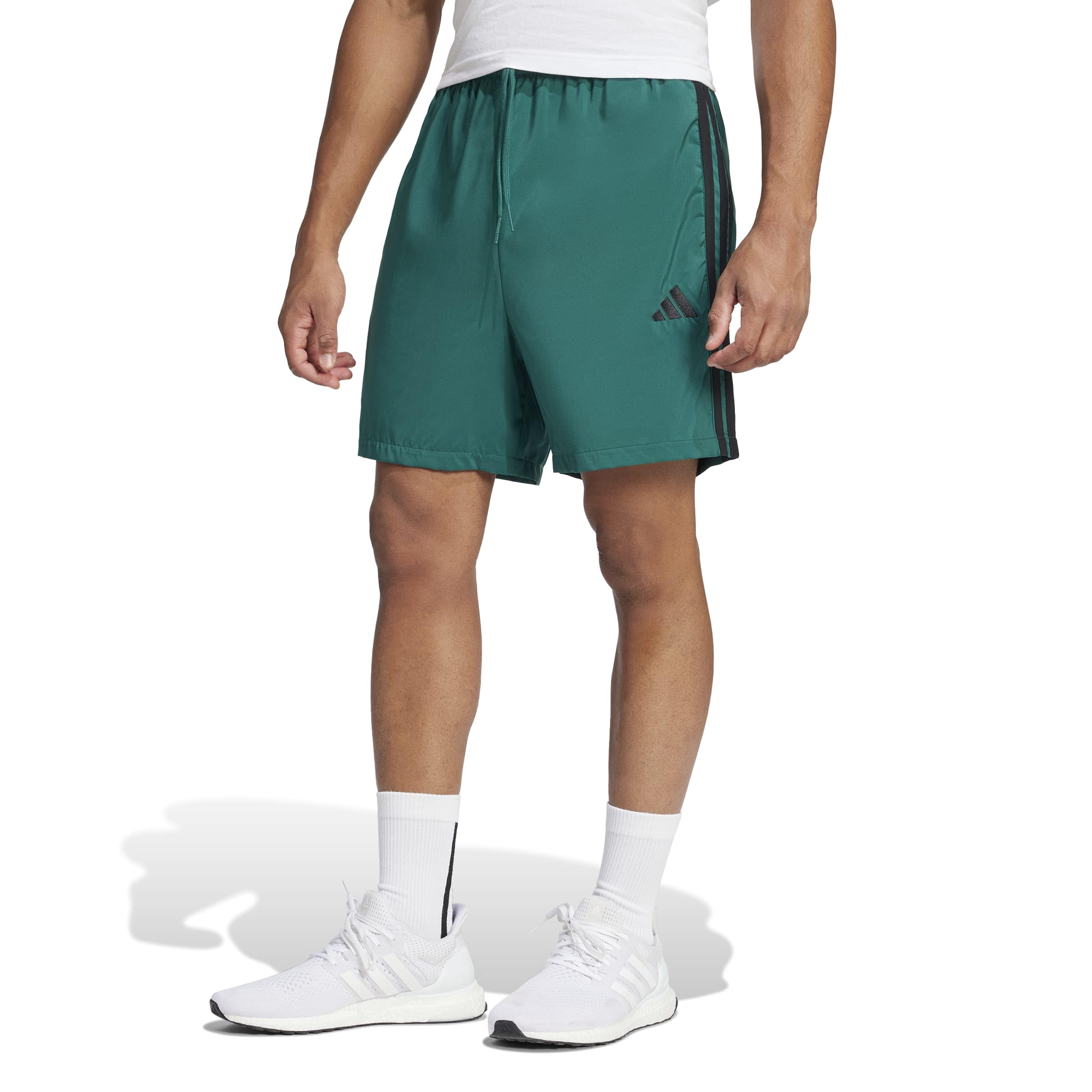 Adidas Men’s Essentials 3-Stripes Chelsea 7-Inch Sportswear Shorts, Collegiate Green/Black, X-Large