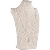 KunGe Necklace Bust Display Stand, Bust Necklace Holder, Pendant Chain Organizer for Women (Yellow Linen, S 1PCS)