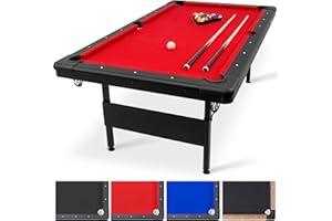 GoSports 6, 7, or 8 ft Billiards Tables - No Assembly, Choose Your Color - Portable Pool Table Includes Full Set of Balls, 2 Cue Sticks, Chalk and Felt Brush