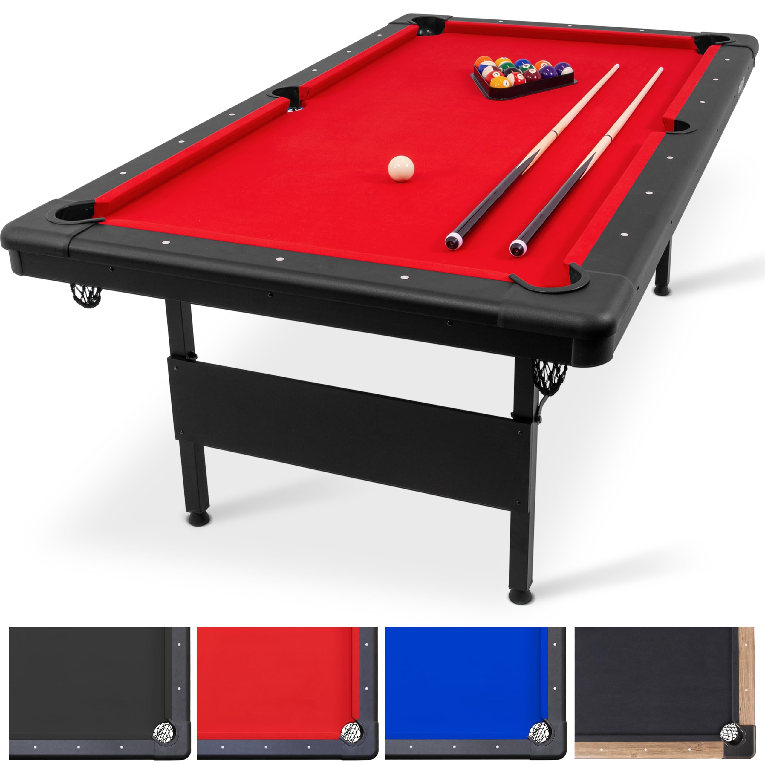 Photo 1 of sealed**
GoSports 6 ft or 7 ft Billiards Table - Portable Pool Table - Includes Full Set of Balls, 2 Cue Sticks, Chalk, and Felt Brush; Choose Your Size and Color