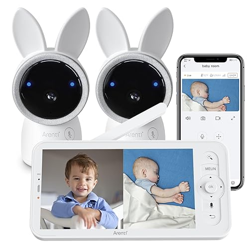 ARENTI Split-Screen Video Baby Monitor, Audio Monitor with Two 2K