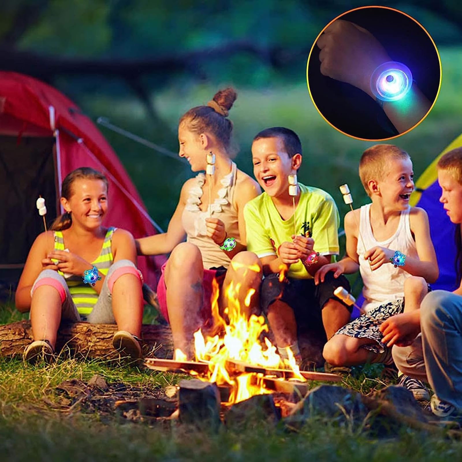 Kids Toy LED Luminous Ring, Bracelet, Glowing Ring, Rotating, Light Toy, Live, Concert, Festival, Fireworks Festival, Halloween, Christmas New Year Party, Birthday Gift, Set of 21