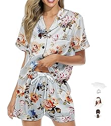 WJing Yi Jia Womens Pajama Sets XS-4XL Silk Satin