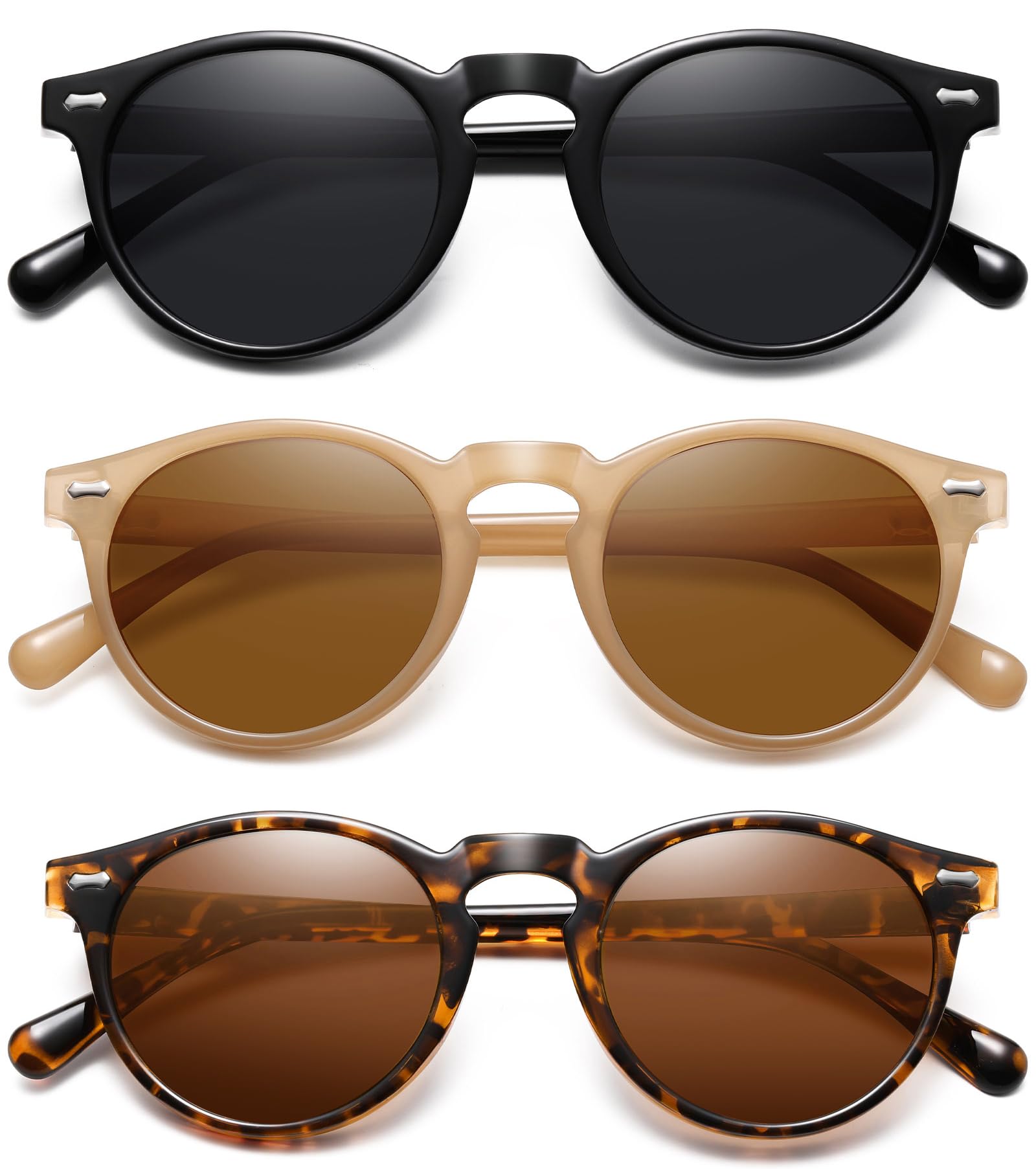 View 1 of ***ONE PAIR*** YMRFW Retro Small Round Polarized Sunglasses for Women Vintage Style Circle Sun Glasses UV Protection
