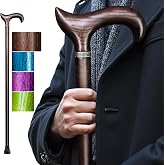 ispuoocti Walking Cane 36-38 Inches, Elegant Wooden Cane for Men/Women | Support up to 300 lb Ergonomic Derby Natural Solid Wood Canes for Seniors; Include 3 tips, A wrist strap, and A Storage Bag