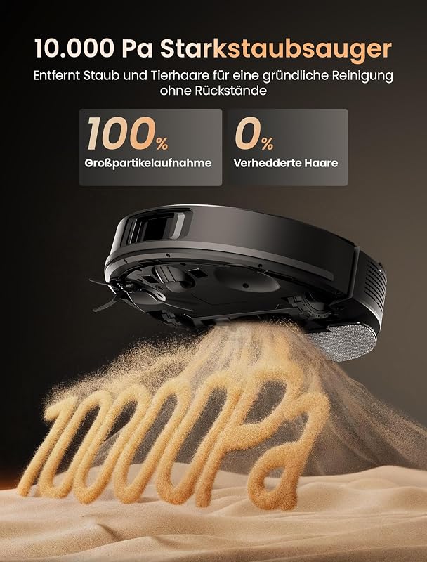 Q20 Saugroboter mit Wischfunktion, 10000 Pa Saugkraft 200 min Staubsauger Roboter mit Absaugstation, Hindernisvermeidung, 3-in-1 Saug und Wischroboter für Tierhaare, Teppiche, Hartböden