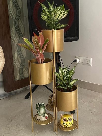 Plant World Decor Metal Plant Stand, Gold, Standard