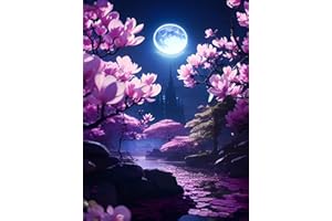 TAEYSCK Moon Light Diamond Art Paintings Kits for Adults Beginner,Scenery Flowers Diamond Art Kits DIY Full Round Drill Night 5D Diamond Dots Painting for Kids Landscape Gem Arts and Crafts for Home Decor