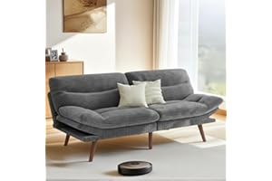 Pipishell Futon Sofa Bed, 66" Corduroy Futon Couch Convertible with Adjustable Backrest and Armrests, Recliner Sleeper Sofa, for Small Spaces Living Room, Apartment, Guest Room or Office, Grey