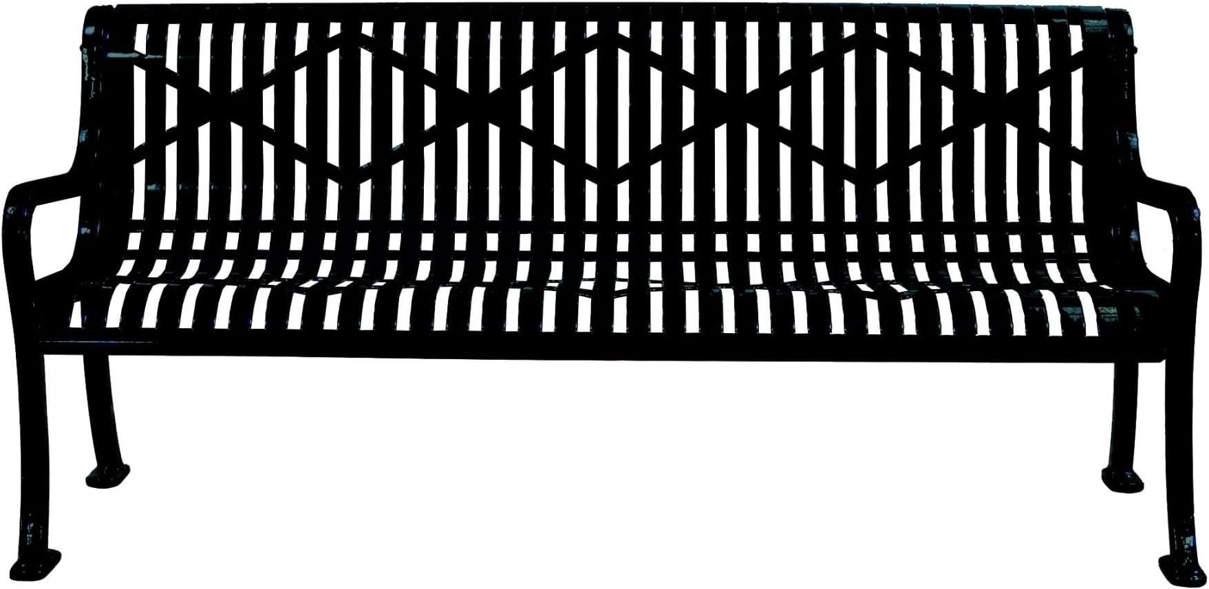 Leisure Craft Roll Formed Steel 6' Bench, Resilient Black Thermoplastic Finish, Diamond Pattern, Heavy Duty Commercial Use, Made in the USA (RF72D)