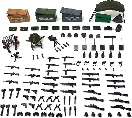 Amazon Fuerzon ミリタリー 米軍 武器セット カスタム 小物 防具 セット コンバット 武装パック ミリタリーアイテム 装備品 ソルジャー 武器 ウェポン 保証書付き ブロック おもちゃ