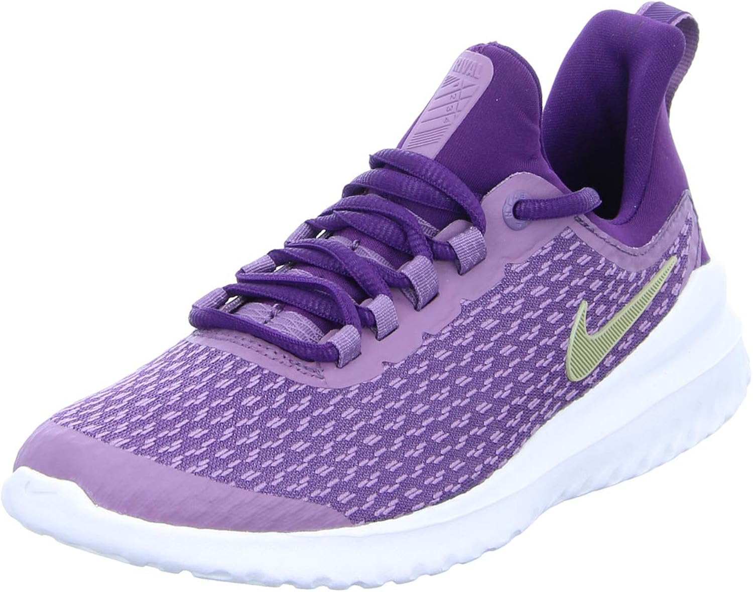purple and gold running shoes