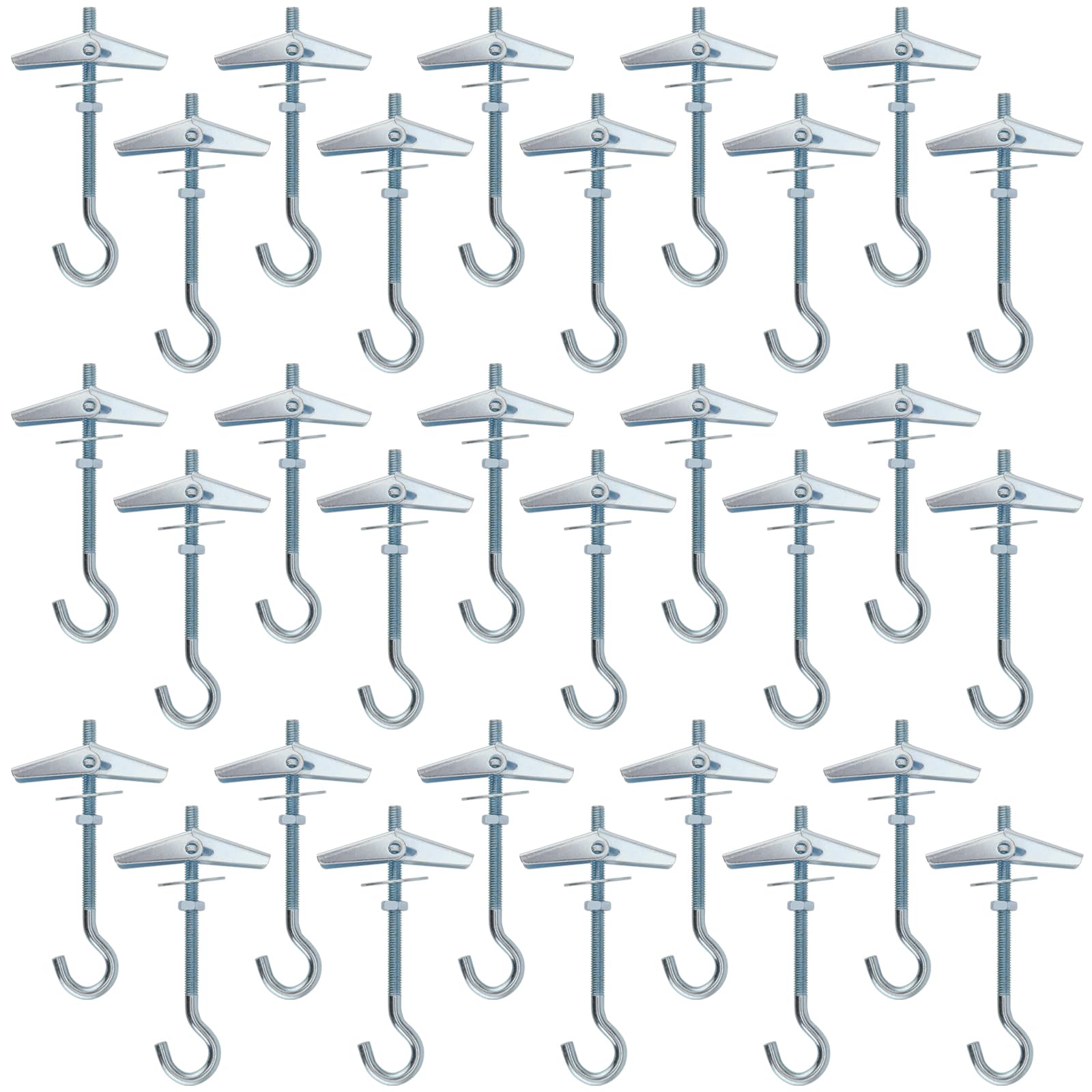 NAMYEUT 30 PCS M5 Plasterboard Ceiling Hook, Carbon Steel Wing Spring Toggle Hook, Heavy Duty Ceiling Hooks for Hanging Plants, 9cm Long