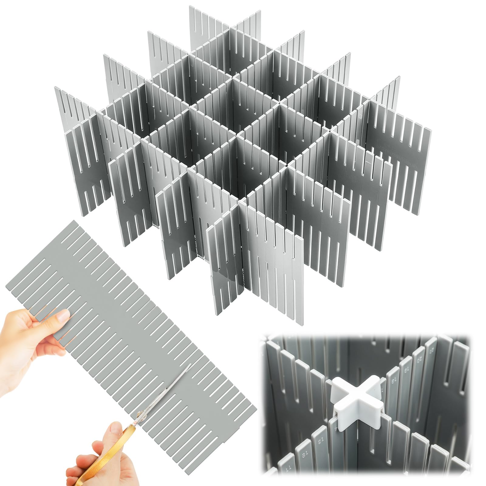 Photo 1 of Blosssound 15pcs 5.12x 15 Tall Drawer Divider Adjustable Drawer Organizer DIY Ultra Deep Storage Organizer Separator with Fixed Buckle for Underwear Socks Dormitory Office Kitchen Bedroom(Grey)