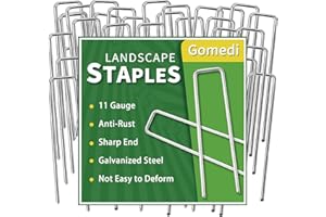 GOMEDI Landscape Staples 6 Inch 120 Pack, Garden Stakes Galvanized Garden Staples 11 Gauge, Plant Cover Stakes for Lawn Weed Barrier