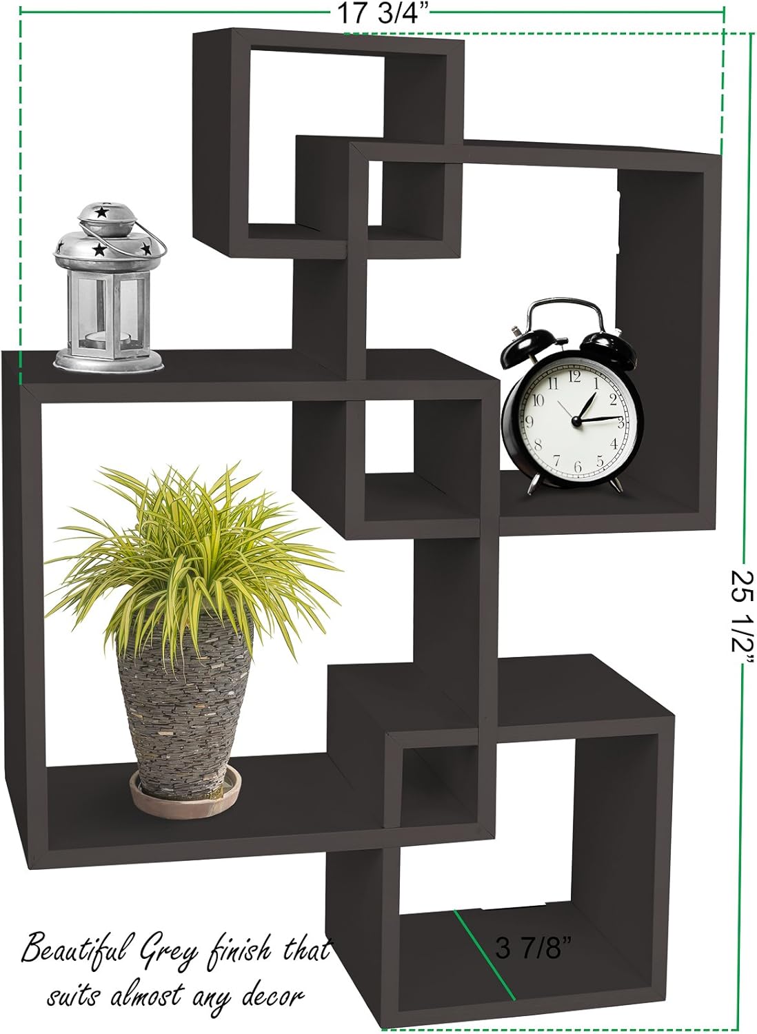 Greenco 4 Cube Intersecting Wall Mounted Floating Shelves Espresso Finish: Home & Kitchen