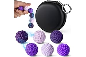 LovesTown 6PCS Silicone Magnetic Fidget Balls, Sensory Toys Stress Balls for Adults Teens Quiet Desk Toys with Texture for Office School Birthday Fun Gift (Purple)
