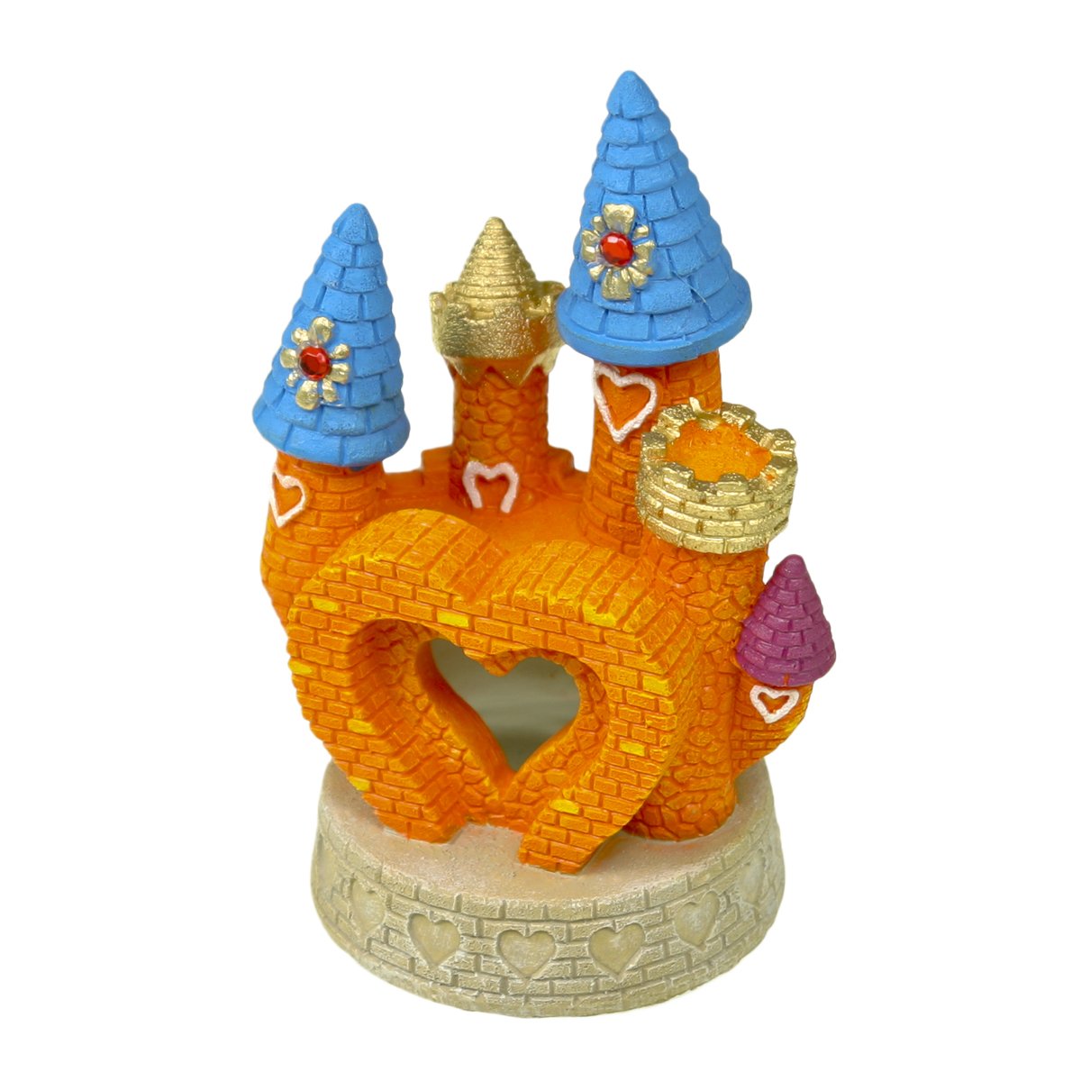 Rosewood Polyresin Heart Castle Aquarium Ornament, Small