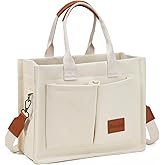 AMXNX Small Tote Bags for Women Canvas Tote Bag with Zipper Satchel Crossbody Bag Work Travel Shoulder Handbags with Pockets