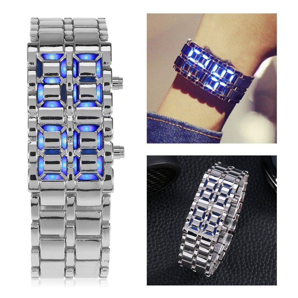 Rotekt LED Bracelet Watch, Fashionable Unisex Steel Band Couple Bracelet Watch Lighting Electronic Wristwatch(03)