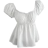 Verdusa Women's Peplum Tops Polka Dots Cute Summer Going Out Babydoll Tops