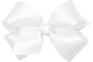 Wee Ones Girls' Classic French Satin Hair Bow on a WeeStay Clip with a Knot Wrap Center, Multiple Colors and Bow Sizes for Any Hair Styles