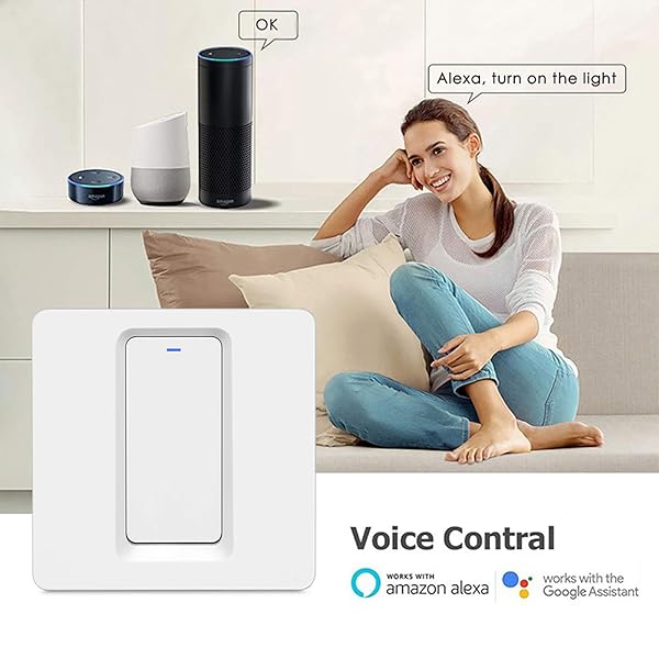 Interruptor de luz Alexa Smart con control por voz Alexa y Google Home control remoto con aplicacin de control remoto y funcin de temporizacin Alexa 1 velocidad