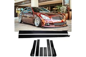 YHoptional 6 Pcs Universal Car Side Skirts 86.6" Car Rocker Panels Body Kit Side Skirt Compatible with BMW Infiniti G37 Q50 Chevy Camaro Honda Civic Accord Camry Ford Mazda (Gloss Black)