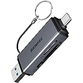 BENFEI SD Card Reader, USB C to SD Micro SD Card Memory Card Adapter Dual Slot Compatible with iPhone 15 Pro/Max, MacBook Pro