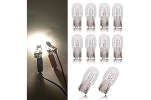 pinflaw 10 PCS Automotive T20 Brake Bulb, 1891/7443 12V 21/5W Quartz Glass Shockproof Anti-UV Dual-filament Mini Halogen Bulb, 360 Degree Lighting Replacement, Suitable for Most Cars (White)