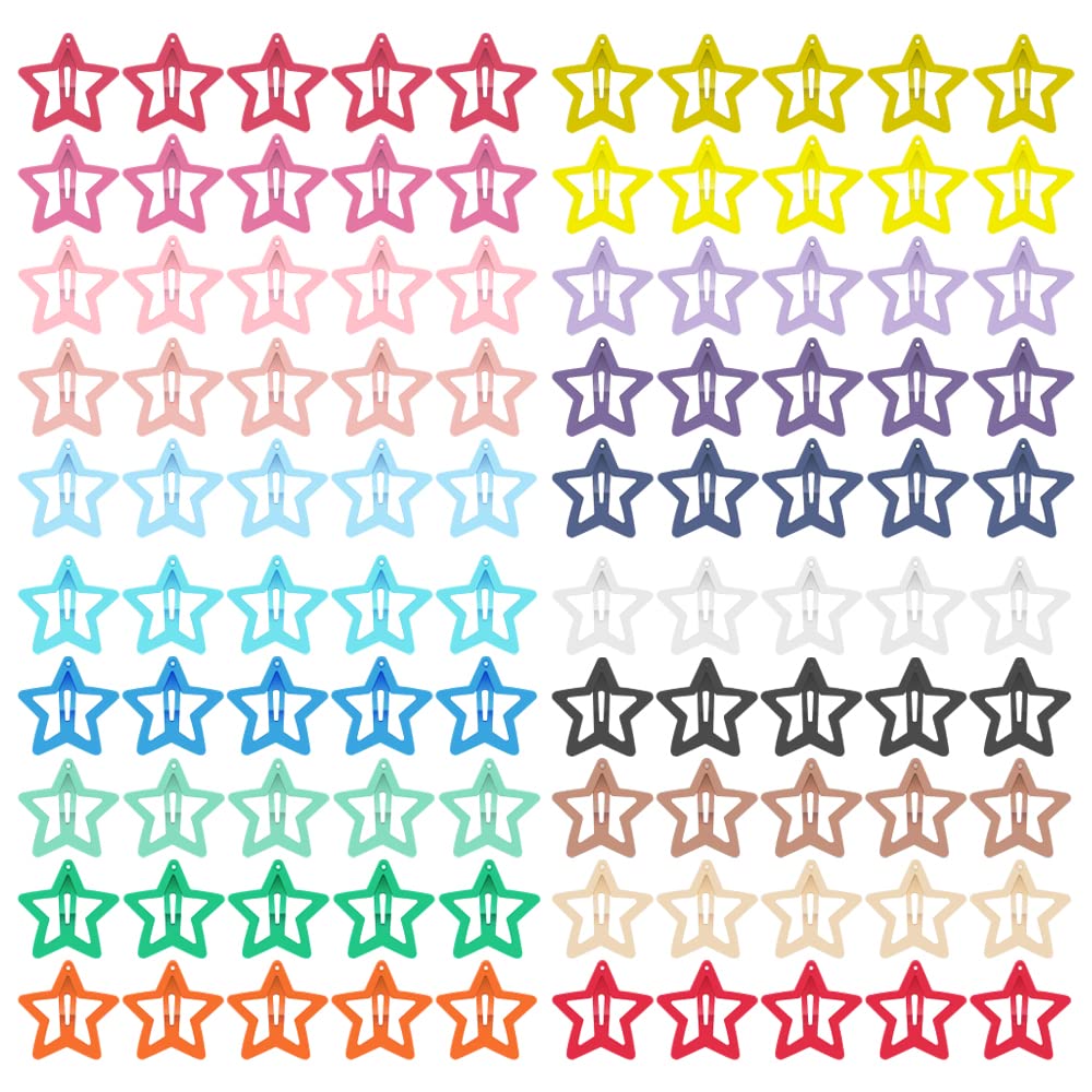 Photo 1 of ECADY 100-Piece Metal Snap Hair Clips for Girls, Toddlers, and Kids - Perfect for Fine Hair, Thick Hair, and More - Featuring Fun Star Designs