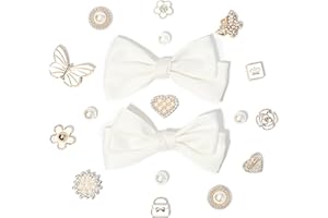 Ziigole 18Pcs Bow Shoe Charms for Women, Bling Rhinestones Shoe Charms Accessories, DIY Shoe Decoration Charms for Clogs Summer Sandals Party Favor