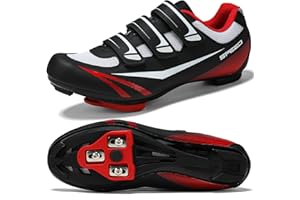 PQMN Unisex Mens Womens Road Bike Cycling Shoes,Indoor Bike Shoes Compatible with Look Delta/SPD Cleats,Perfect for Road Racing Bikes-3 Straps