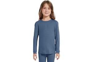 woolcano Kids Unisex 100% Merino Wool Base Layer Tops Lightweight Thermal Underwear Shirt
