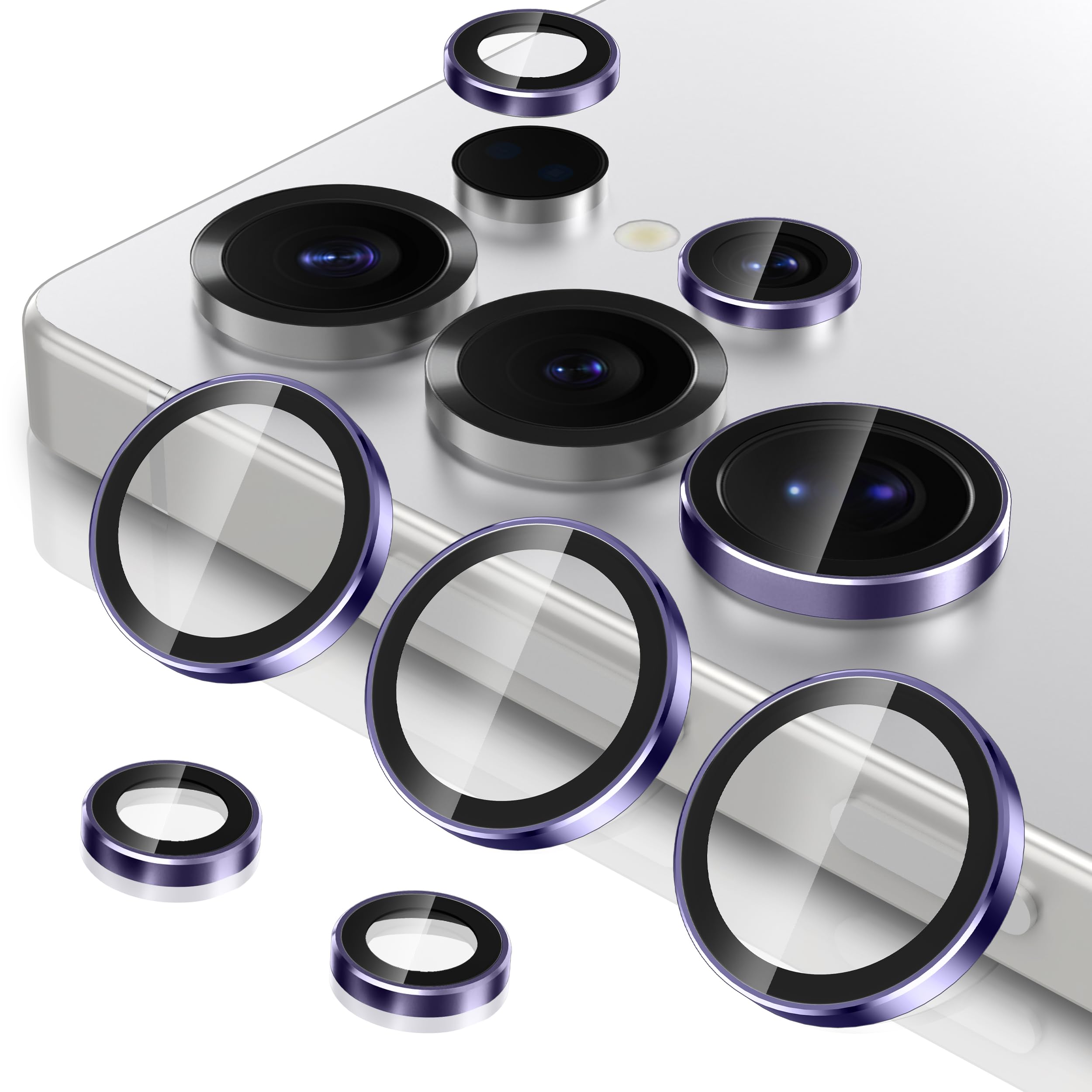 Casetego for Galaxy S25 Ultra Camera Lens Protector,9H Hardness,Scratch Resistant,Ultra-thin Tempered Glass,Metal Individual Camera Cover for Samsung Galaxy S25 Ultra,Case Friendly,Light Deep Purple