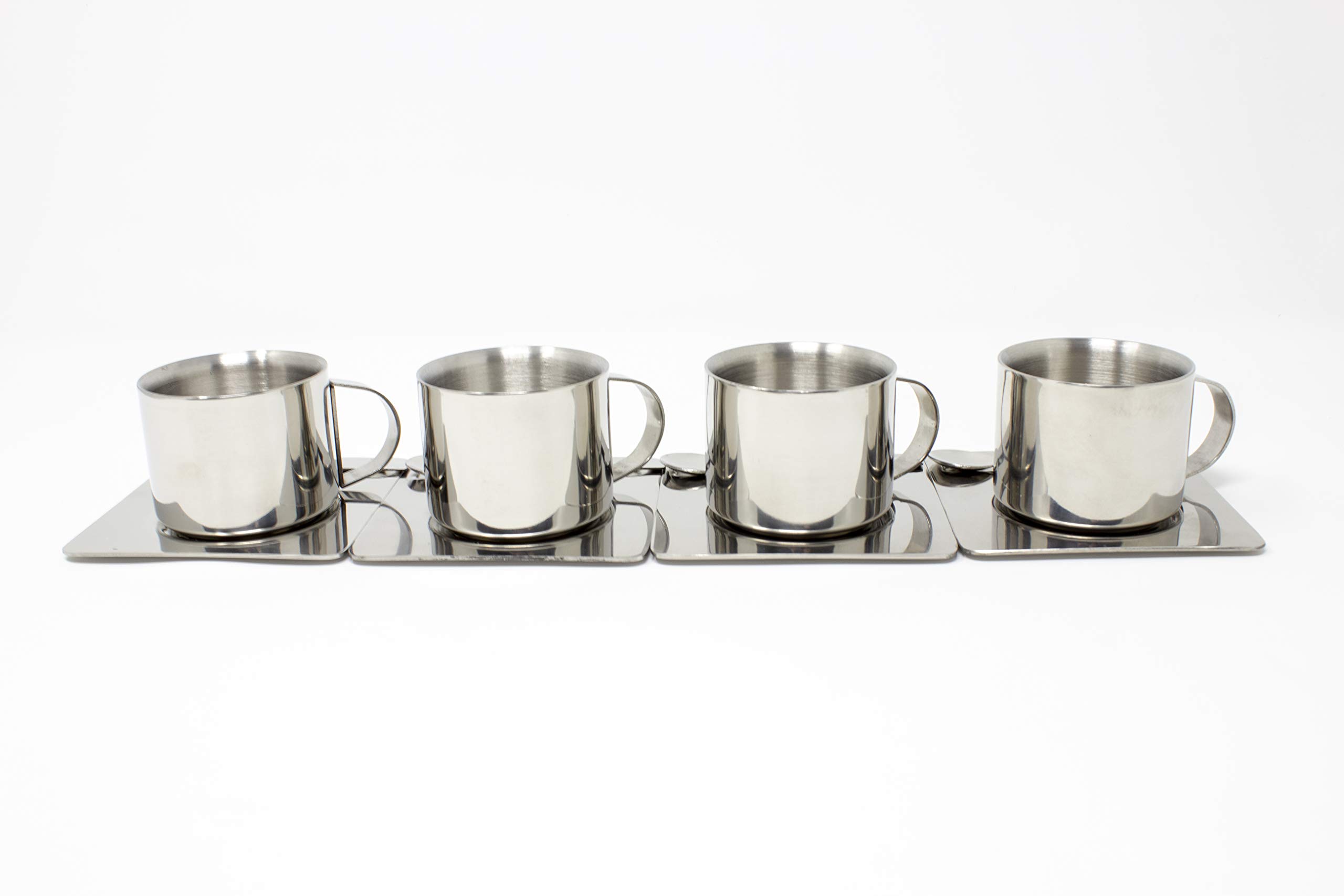 Jean-Patrique Espresso Cups with Saucers & Spoons - Set of 4 | Modern Design & Outstanding Heat Retention. Dishwasher Safe | from