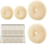 URAQT Hair Donut Bun Maker Set 4 Pcs with 30 Pins Blonde Chignon DIY