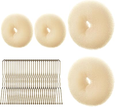 URAQT Hair Donut Bun Maker Set 4 Pcs with 30 Pins Blonde Chignon DIY