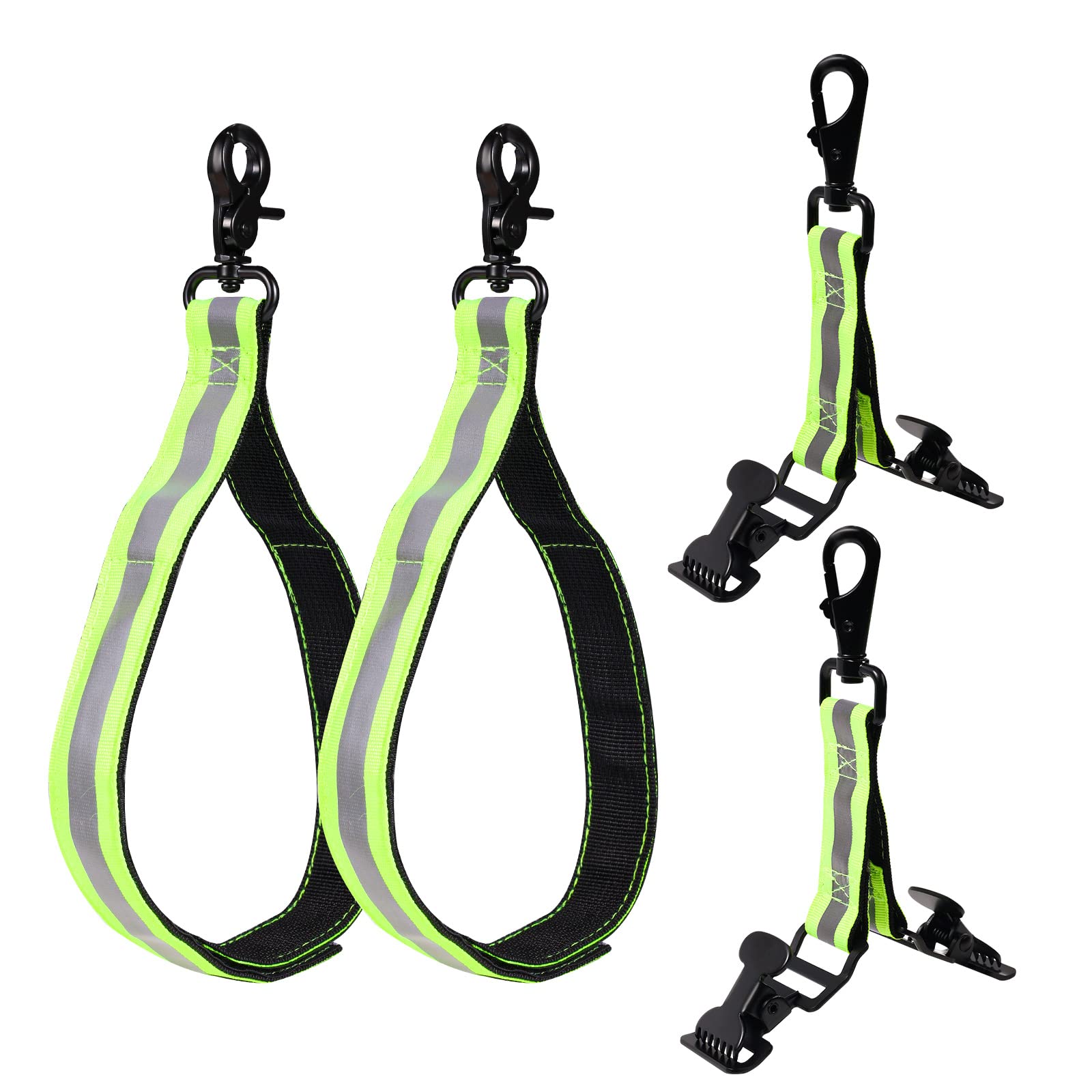 4pcs Glove Safety Straps, Including 2pcs Adjustable Glove Straps and 2pcs Glove Clips Heavy-duty Firefighter Glove Holder Tools Reflective Trim Glove Belt Clips Gear for Workers, Guards, Police Rescue