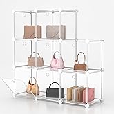 Briwooody 8 Pack Purse Organizer for Closet Purse Storage Box with Door Clear Display Case Handbag Organizer Dustproof Storage Bins for Hat Wallet Book Toy Cosmetic