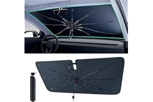 Zanch 2024 Upgraded Windshield Sun Shade Umbrella Sunshade for Car [6 Layers Nano Coatings,100% Sun Block] Heat Insulation Protect Interior from UV Sunshade for Car Windshield Medium for SUVs