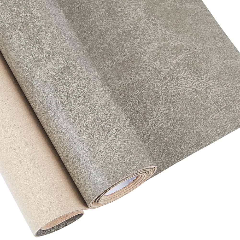 GORGECRAFT 135x30cm Faux Leather Fabric Grained Leatherette Textured Synthetic PU Leathercloth Imitation Leather Fabric for DIY Sewing Crafts Bags Making Sofa Chairs Covers Home Decor, Dark Khaki