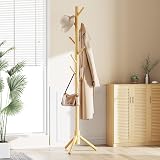 Pipishell Adjustable Wooden Coat Rack 4 Sections 8 Hooks Free Standing Tree view 7