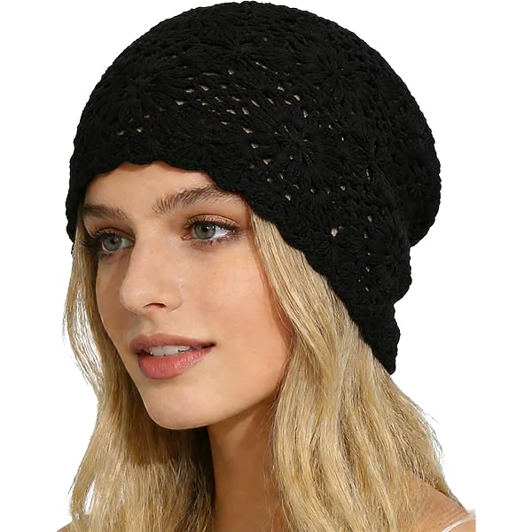 2 Pieces Floral Crochet Slouchy Beanie Hat Handmade Knit  display picture 1
