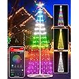 9FT Smart Christmas Cone Tree App Control DIY Color Changing Prelit LED Outdoor Christmas Tree Decorations Light Show, Waterproof Magical Large Xmas Tree with RemoteTimer for Yard Outside