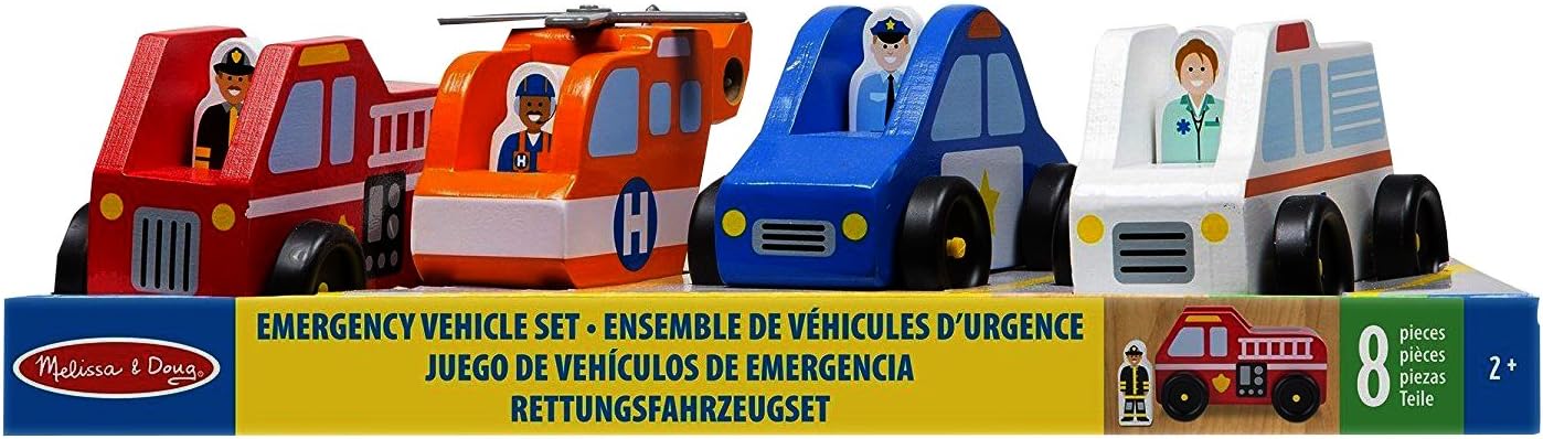 wooden emergency vehicle set