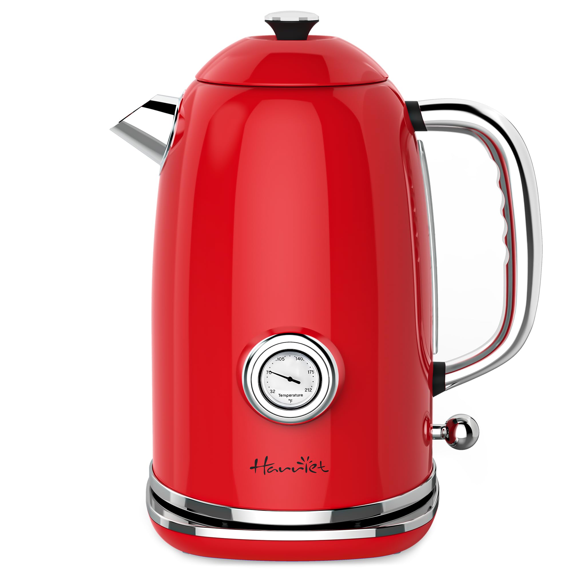 Photo 1 of Electric Kettle, 1.8L Hot Water Boiler Electric with Thermometer, 1500W Stainless Steel Retro Electric Water Kettle, Auto Shut-Off & Boil Dry Protection, Red