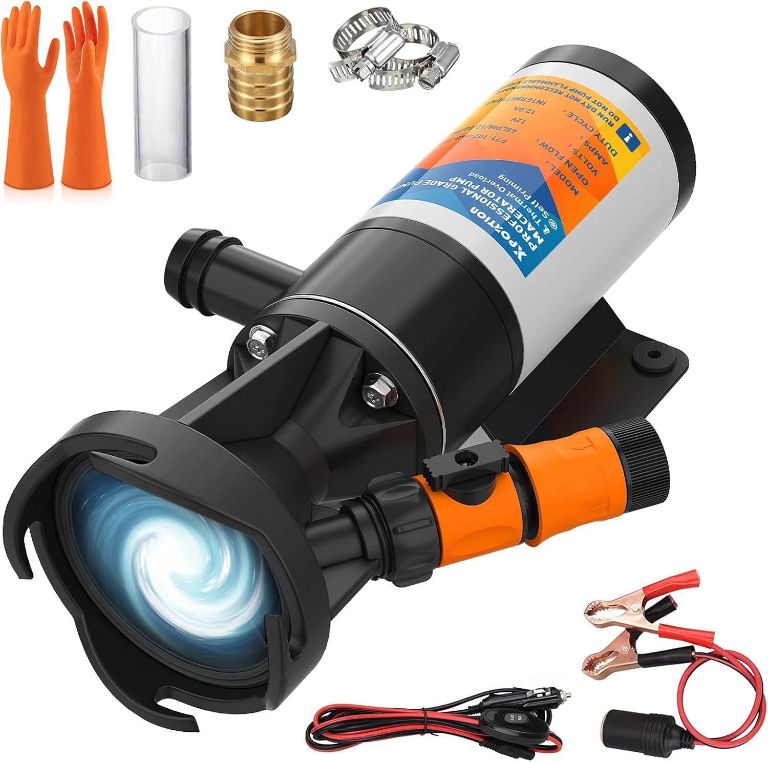 Photo 1 of 12GPM, RV Portable Macerator Waste Pump for Sewage, Complete RV Macerator Pump Kit, 12V, 360L/10min, 3.3ft Suction Height, 9.8ft Vertical Discharge, Perfect for RVs, Boats, and Household Use